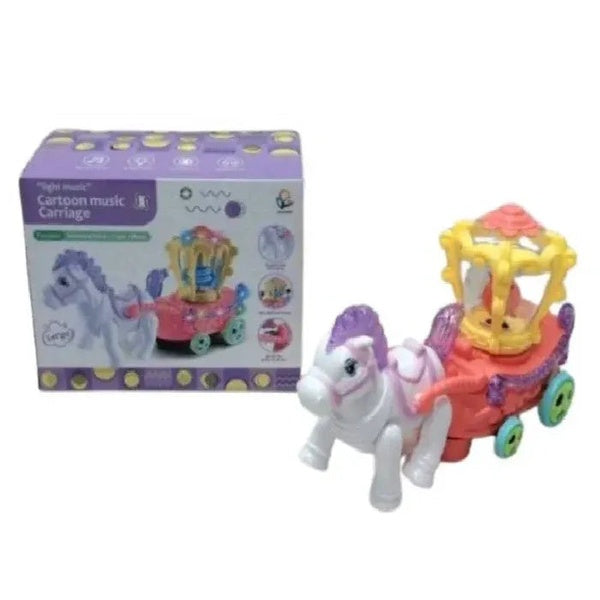 HORSE CARRIAGE Battery Operated Toys Cartoon Music Toy Carriage Set With Light And Music For Kids - GlowLaa.com