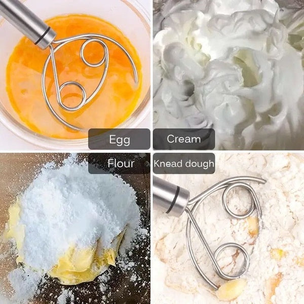 Manual Non Stick Steel Flour Cream  Mixer Beater | Dough Whisk Mixer, Kitchen Baking Blender Tool - GlowLaa.com