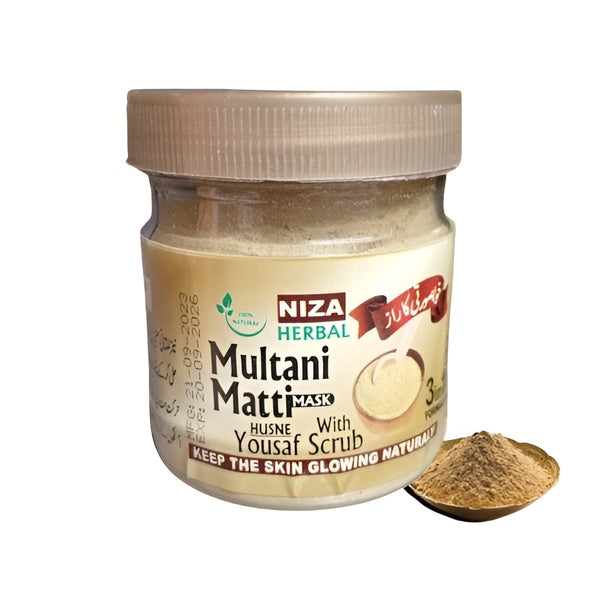 Pack of 2 Multani mitti with ark e gulab and husn- yousaf herbal ingredients (20g) - GlowLaa.com