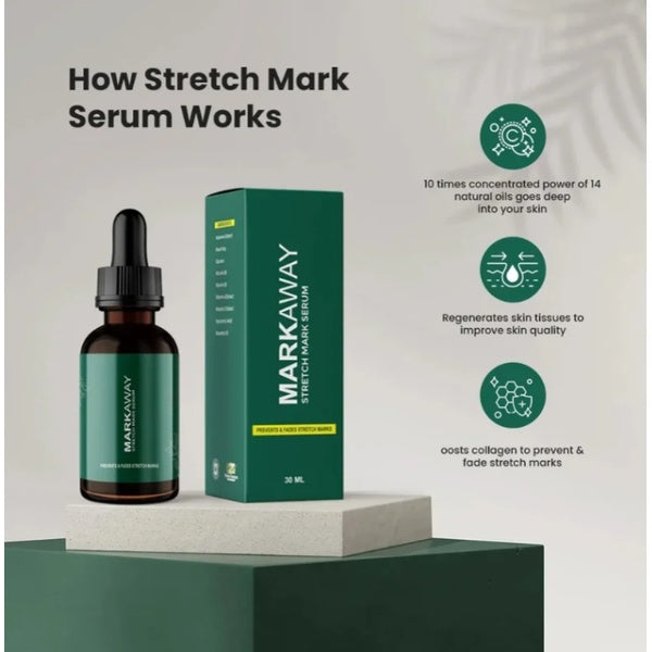 Markaway Stretch Mark Serum – Herbal Formula for Hydration, Toning & Dark Spot Correction (30ml) - GlowLaa.com