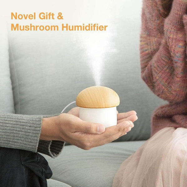 Mushroom Shape Humidifier Portable Mini Humidifier Direct usb current Aroma Diffuser Cool Mist 300ml (With box) - GlowLaa.com