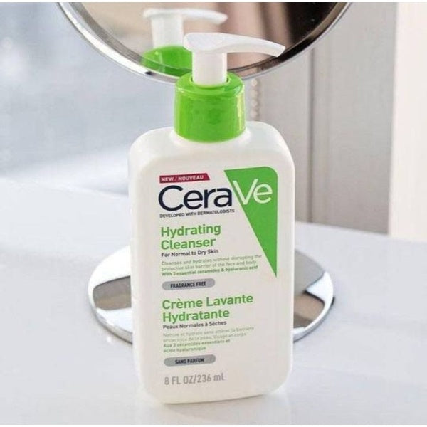 CeraVe Hydrating Cleanser with Hyaluronic Acid & Ceramides – Moisturizing Face Wash for Normal to Dry Skin (236ml) - GlowLaa.com