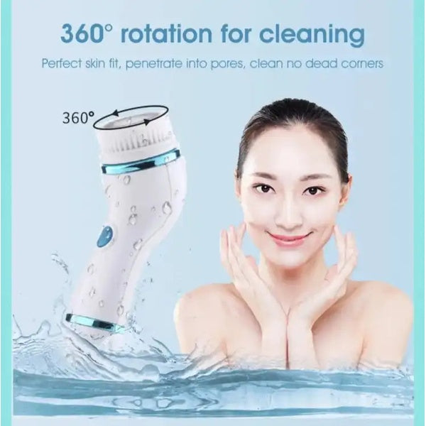 Cnaier 4 in 1 Electric Cleanser | Facial Cleansing Brush &amp; Massager - Face Brush Set | Electric Rotating Face Scrubber for Deep Cleaning, Exfoliating, Blackhead Removing AE-8286