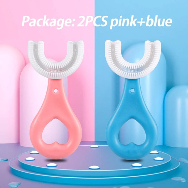 360° U-Shaped Baby Toothbrush | Soft Silicone Kids Oral Care & Teether Brush (Random Color)