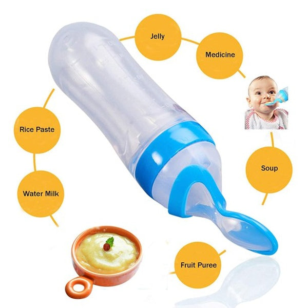 Silicone Bottle Feeding Baby Spoon Feeder - Best Quality Spoon Feeder - Random Color - GlowLaa.com