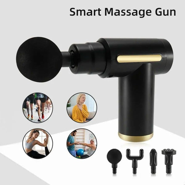 4 In 1 Massage Gun | Deep Tissue Percussion Massager With 4 Attachments | Handheld Electric Body Relaxation Therapy For Pain Relief & Recovery (Random Color)