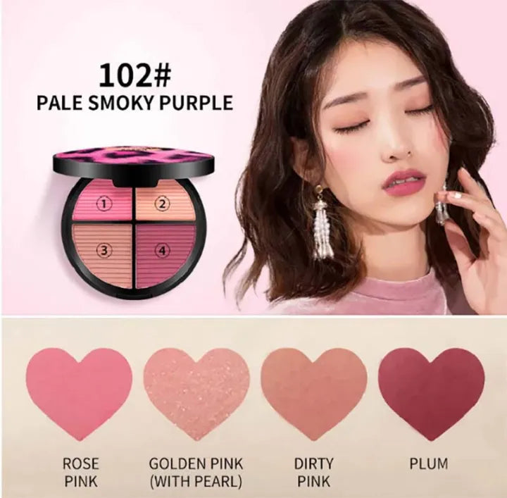 Kaxier New Four Color Blusher dyeing plates for professional pink console Makeup