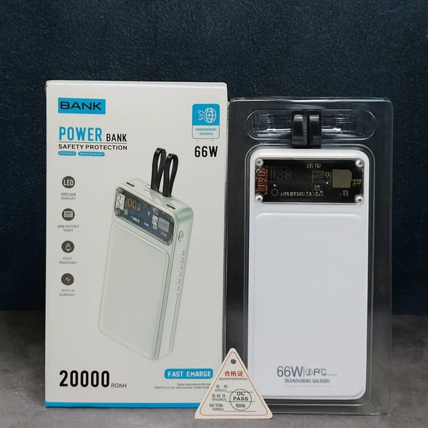 66W 20000mAh Power Bank With LED Display | Super Fast Charging Portable Power Bank With Dual USB Output And Safety Protection