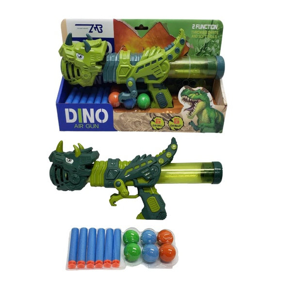 Dino Air Gun - 2-in-1 Blaster with Soft Darts &amp; EVA Balls - Dinosaur Toy for Kids - GlowLaa.com