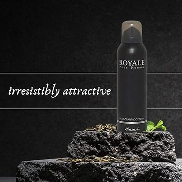 Rasasi Deo Royale Black Colour, 200 ml ( Original ) - GlowLaa.com