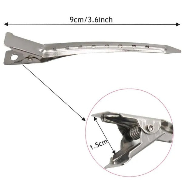 Pack of 12 Hair clips silver steel For Women and Men Duck Clips Hair Clip, Styling tools, Hair Grip Sectioning - GlowLaa.com