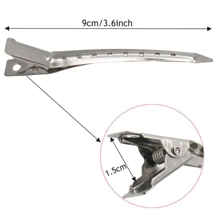 Pack of 12 Hair clips silver steel For Women and Men Duck Clips Hair Clip, Styling tools, Hair Grip Sectioning