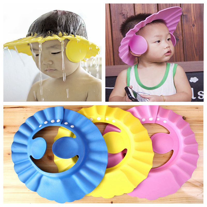 Baby Shower Cap With Ear Protector (Random Color)