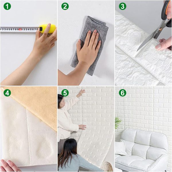 (1piece )3d Wall Stickers Faux Brick White Brick | Bedroom Home Decor Waterproof Self Adhesive Living Room Wallpaper