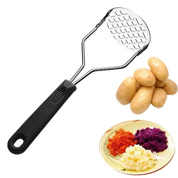 Potato Masher Stainless Steel Manual Kitchen Vegetable Ricer Fruit Banana Egg Crusher Tool - Random Color - GlowLaa.com