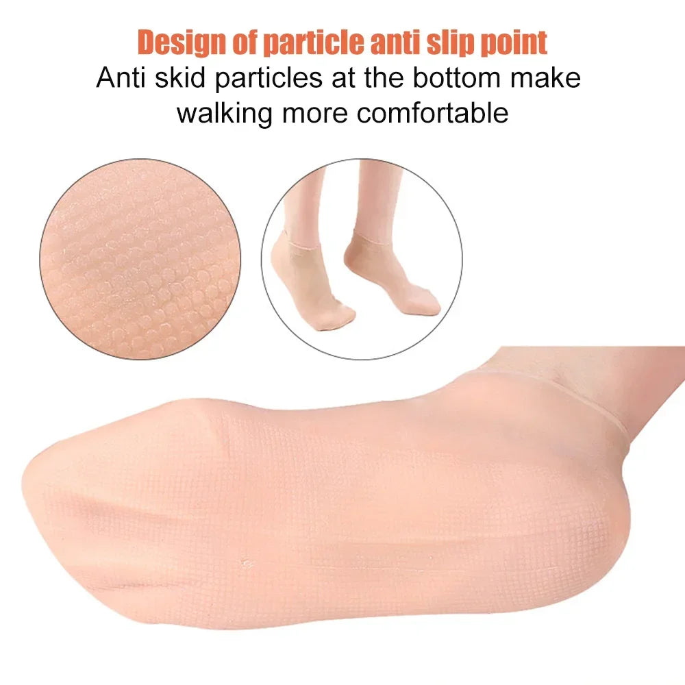 (High Quality) 1Pair Silicone Jelly Socks Gel Moisturizing Socks Foot Care Protector