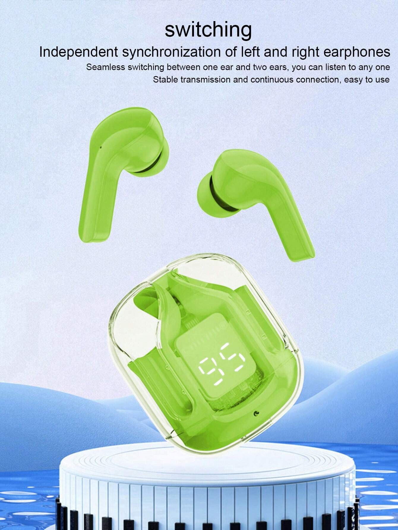 Air 31 Earbuds Wireless Earbuds With Crystal Transparent Case With Type-C Charging | Earbuds Bluetooth 5.3 - With Pouch - Random Color