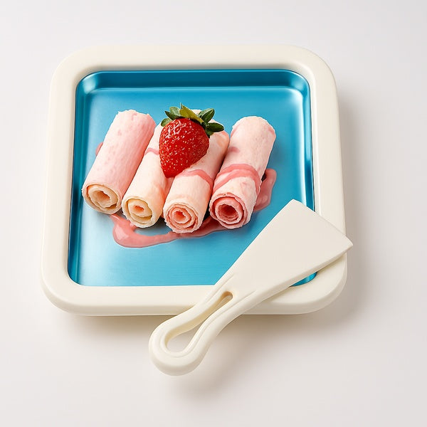 Rolled Ice Cream Maker Pan – DIY Frozen Yogurt & Dessert Plate with Scraper | 9.5 x 7.5 Inch Non-Stick Cooling Plate for Quick Homemade Ice Cream - GlowLaa.com
