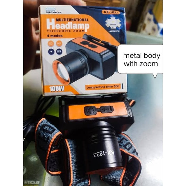 Powerful 100W KX-1833 Headlamp – 4 Modes with Telescope Zoom for Ultimate Outdoor Performance - GlowLaa.com