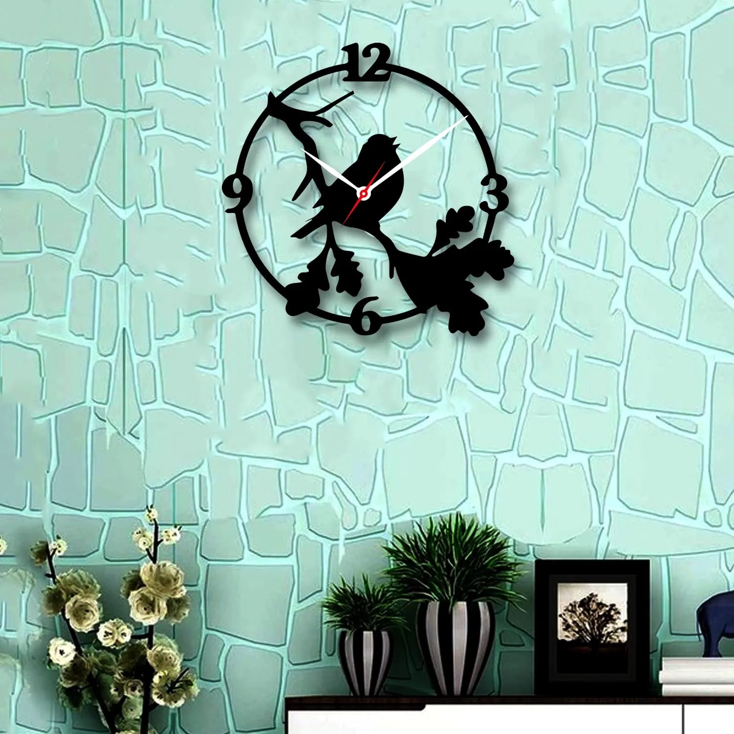 sparrow Decorative 3D Wooden Wall Clock for Living Room Bedroom Office Kitchen etc | MDF Wall Clock