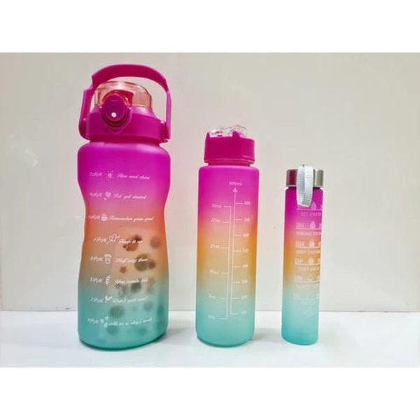 Three-piece Motivational Sports Water Bottles Set (2000ml, 850ml, 350ml)(Random Color)
