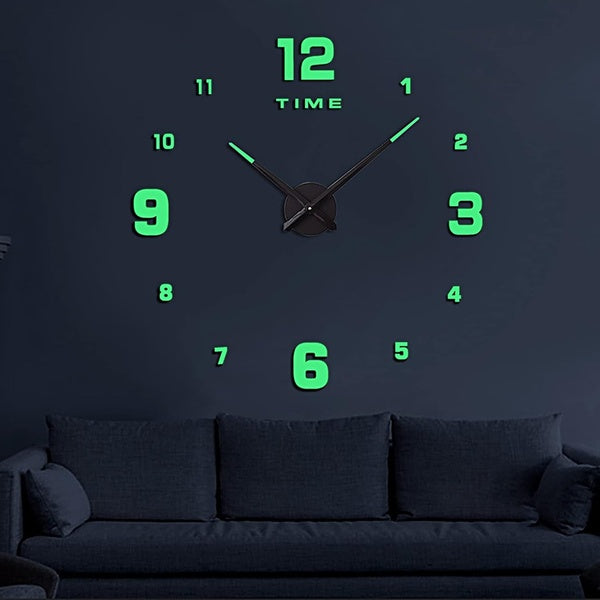 Wooden Numbers Wall Clocks Round Dial only Glow in The Dark Clock Wall for Living Decor Modern Decorative - GlowLaa.com