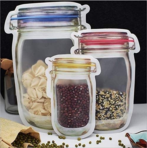 11 Pcs Mason Jar Bags Food Nuts Candy Cookies Ziplock Bags Seal Kitchen Fresh Storage Organizer Bags (mixed size )