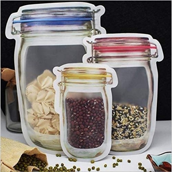 11 Pcs Mason Jar Bags Food Nuts Candy Cookies Ziplock Bags Seal Kitchen Fresh Storage Organizer Bags (mixed size )