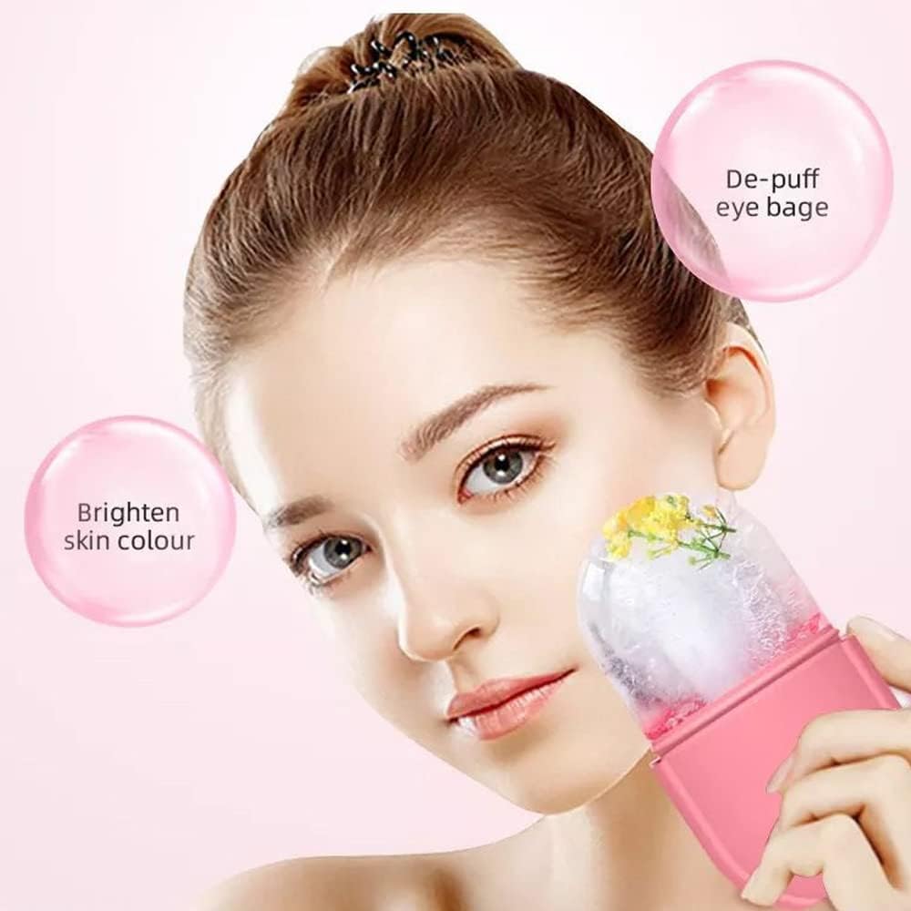 (plain design )Ice Roller for Face Ice Roller for Face Massager Face Ice Roller to Enhance Skin Glow Shrink &amp;Tighten Pores Reusable Facial Ice Roller Face Ice Treatment (random color)