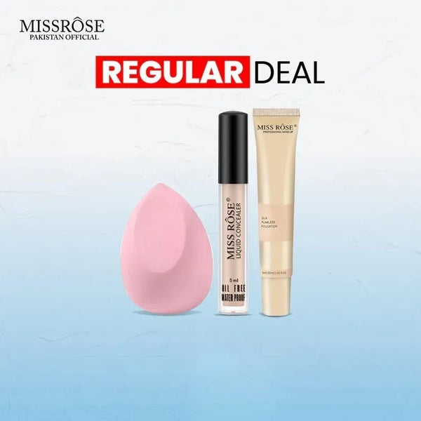 Miss Rose 3 PC Regular Deal Silk Foundation Concealer & Blender