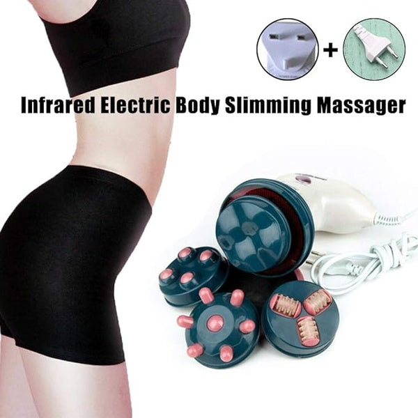 Electric Slimming Massager Handheld Body Weight Loss Professional Neck Shoulder Back Health Care Relaxation Tool with 4 Vibrating Heads( random color ) - GlowLaa.com