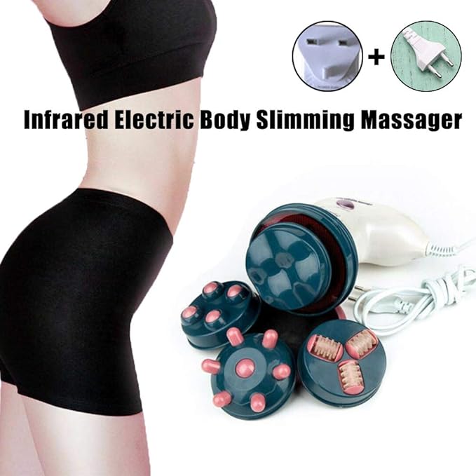 Electric Slimming Massager Handheld Body Weight Loss Professional Neck Shoulder Back Health Care Relaxation Tool with 4 Vibrating Heads( random color )