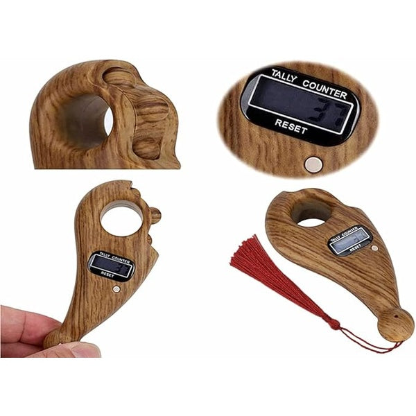 Digital Counter with Qibla Compass and Rotating Prayer Beads Portable Finger Tasbeeh Japa (random color) - GlowLaa.com