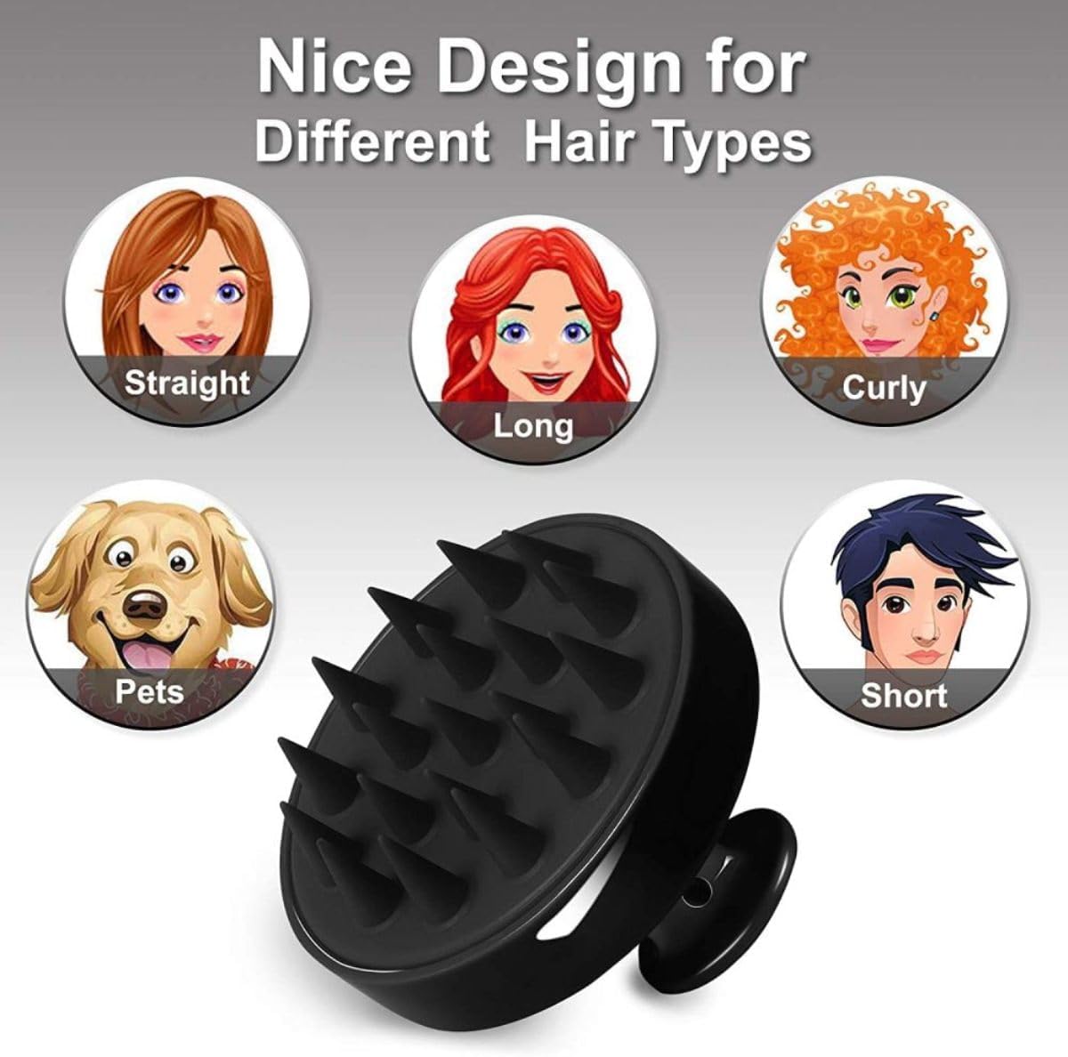 1 Piece Scalp Shampoo Massager Brush | Scalp Hair Scrubber With Soft Bristles For All Type Of Hairs ( Random Color )