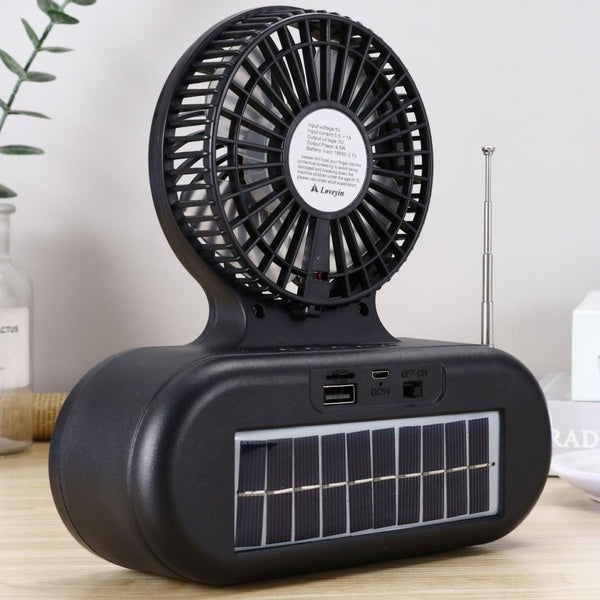Solar fan Bluetooth speaker | Wireless outdoor portable With  blowing flashlight | Listening to music Support TF card U disk FM radio TWS interconnection