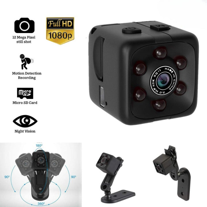 SQ6 Mini Spy Camera – HD Portable Security Camera with Night Vision & Two Stand Holders