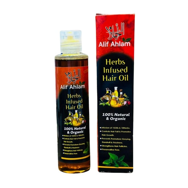Alif Ahlam Herbs Infused Hair Oil | Natural Herbal Hair Growth Oil For Strong, Shiny, And Healthy Hair | Nourishing Scalp Treatment - GlowLaa.com