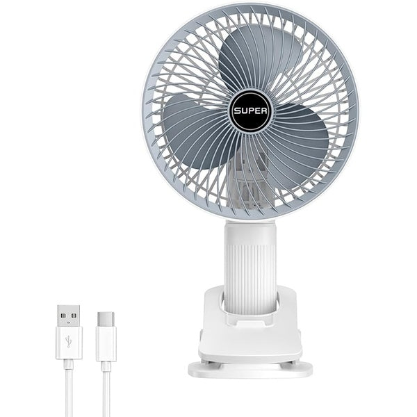 New portable 3 gears rechargeable desktop fan low noise air cooling handheld clipped circulator table fan Clip Fan USB Rechargeable Desk Fan with Sturdy Clamp, Quiet Operation, Strong Airflow with 360° Rotation for Home, Stroller, Office, Outdoor - GlowLaa.com