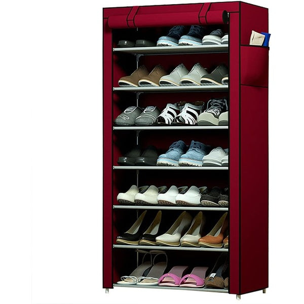 7 Layer Portable Dustproof Shoe Rack Non-woven Shoe Rack Storage Bag Closet Household Shoe Storage Rack Storage Cabinet ( Random Color)