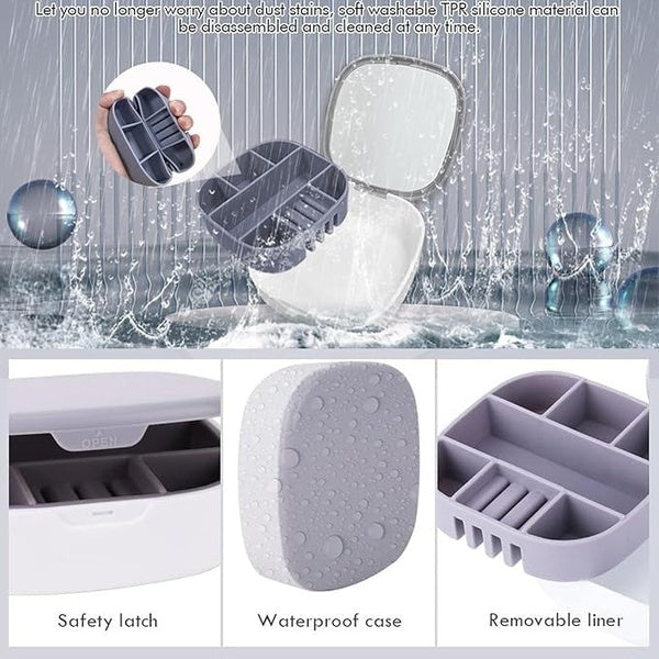 Small Jewellery Box, Jewellery Box, Portable Jewellery Box, Girls' Earrings, Cut Necklace Box, Can Be Placed in the Bag of the Bag at Home (Pink Or Silver Colors) (Random Colors) - GlowLaa.com