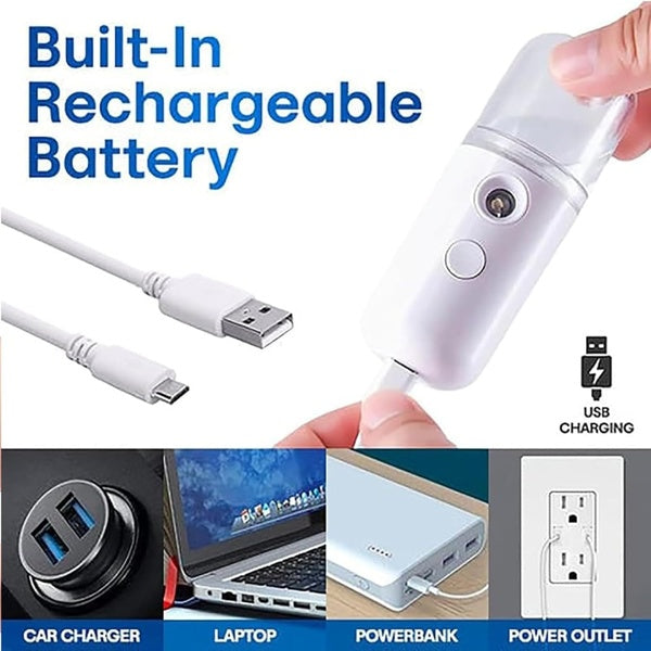 Nano Facial Mist Sprayer, 30ml Handy Atomization Machine Face Moisturizing Hydration  USB Charging (random color) - GlowLaa.com