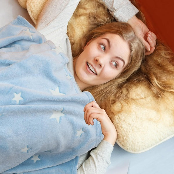 Glow in The Dark Stars Blanket Soft Cozy Blankets for Bed Couch Sofa Camping Travel, (random design ) - GlowLaa.com