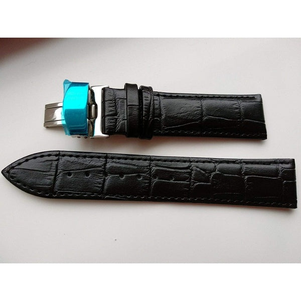 Ewatch Accessories Genuine Leather Watch Band Strap Fits 1853 Black Deployment Buckle-13 - 42