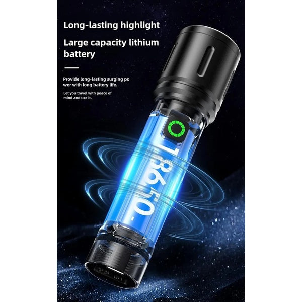 Rechargeable White Laser Super Battery Aluminum LED Flashlight, Body  Tactical,Long Battery Zoomable, Light