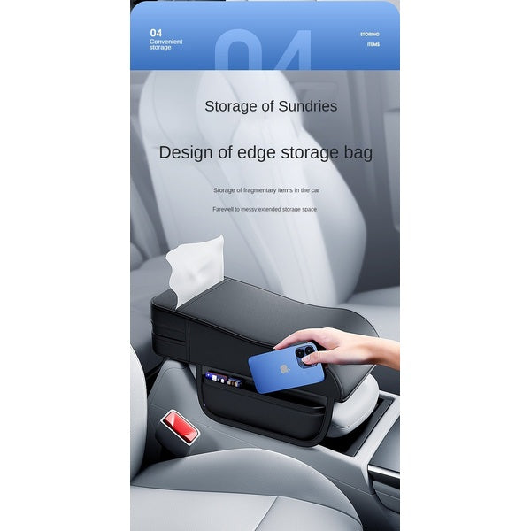 Car Armrest Box Height Pad Universal Central Elbow Rest Support Leather Auto Armrest Cover With Tissue Holder Armrest Cover