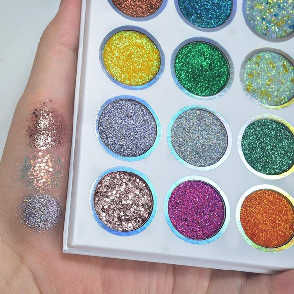 Glitter Butter Sparkle Eyeshadow Palette 9 in 1 Kit for Eye Makeup Shimmer Highlighter Metallic Eye Shadow, Rainbow Eyeshadow Pallets - GlowLaa.com