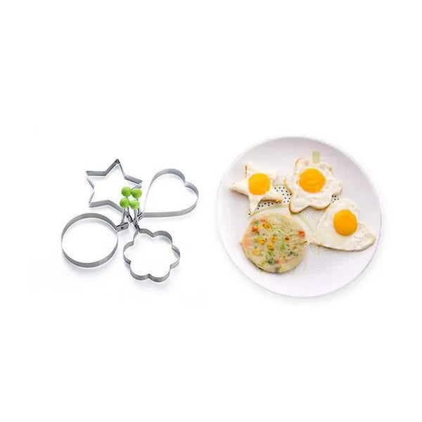 Pack of 4 Egg Shaper Kitchen Tools Star, Heart, Round, Flower Shaped Stainless Steel -  (random color ) - GlowLaa.com