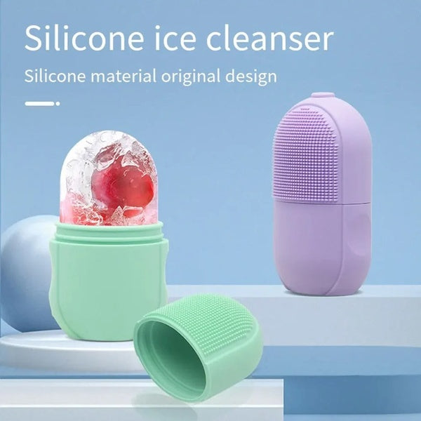 Cooling Ice Roller with Scrub – Facial Massage & Cleansing Ice Cube Lattice for Healthy, Glowing Skin (Random Color) - GlowLaa.com