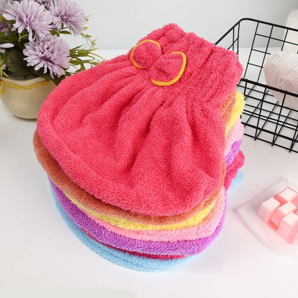 Soft Microfiber Flower Cap Towel for Women – Quick Dry Hair Wrap with Cute Bow Design, Super Absorbent Shower & Bath Turban for Smooth, Frizz-Free Hair (Random Color) - GlowLaa.com