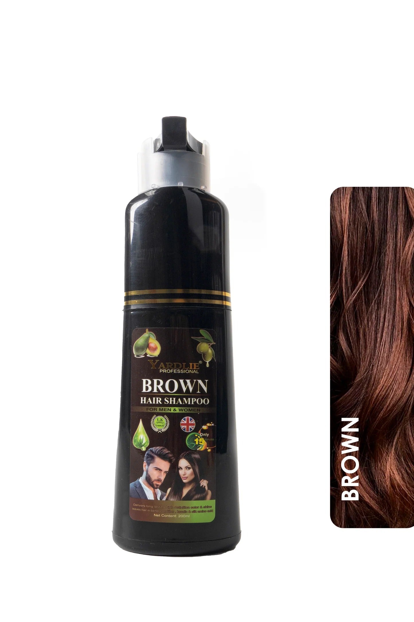 Yardlie Professional Hair Color Shampoo UK Based Formula For Men &amp; Women - Dark Brown